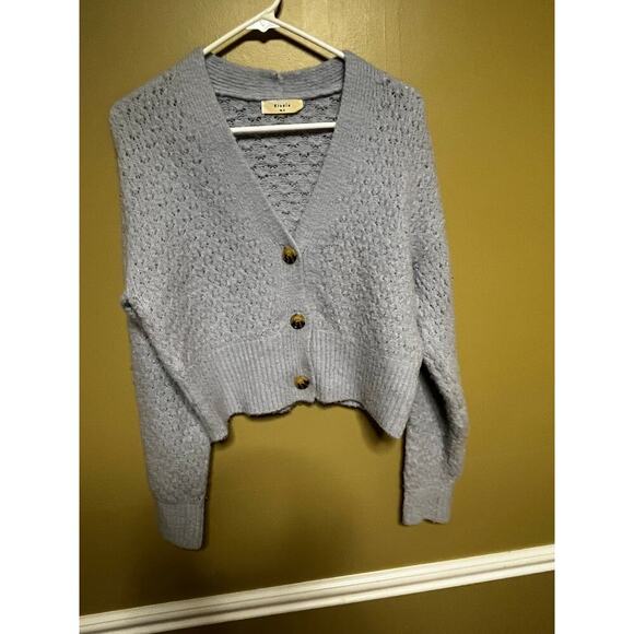 Women's Light Blue Cardigan Sweater - Picture 9 of 11